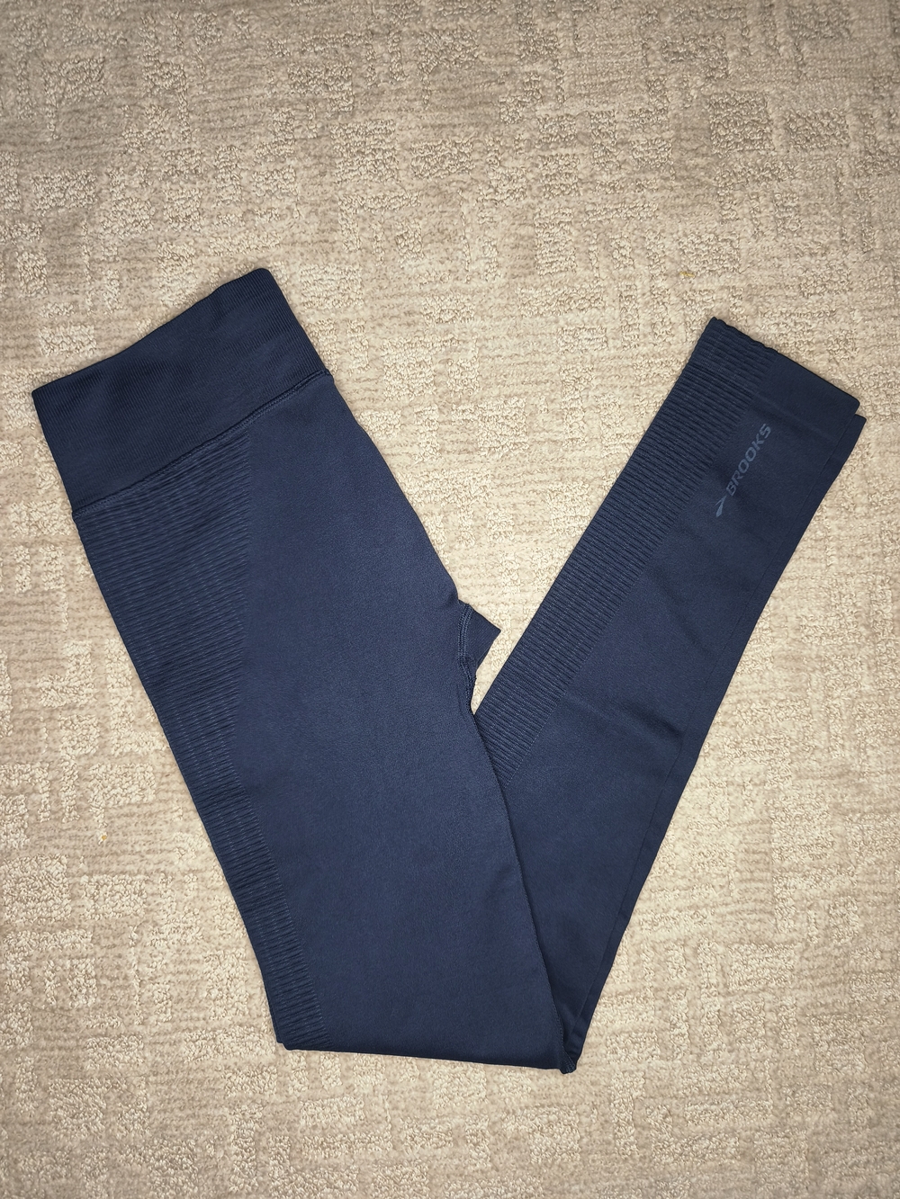 Brooks Pure Project Medium Heathered Blue Heather Knit Seamless Yoga Leggings M